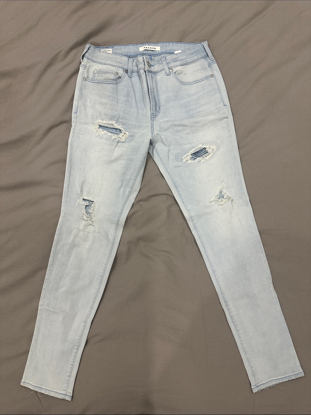 Pacsun Stacked Skinny Light Blue Distressed Men’s Jeans 32x30